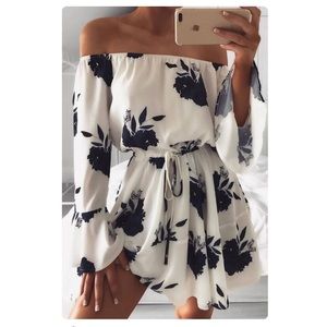 New Off Shoulder Black & White Dress